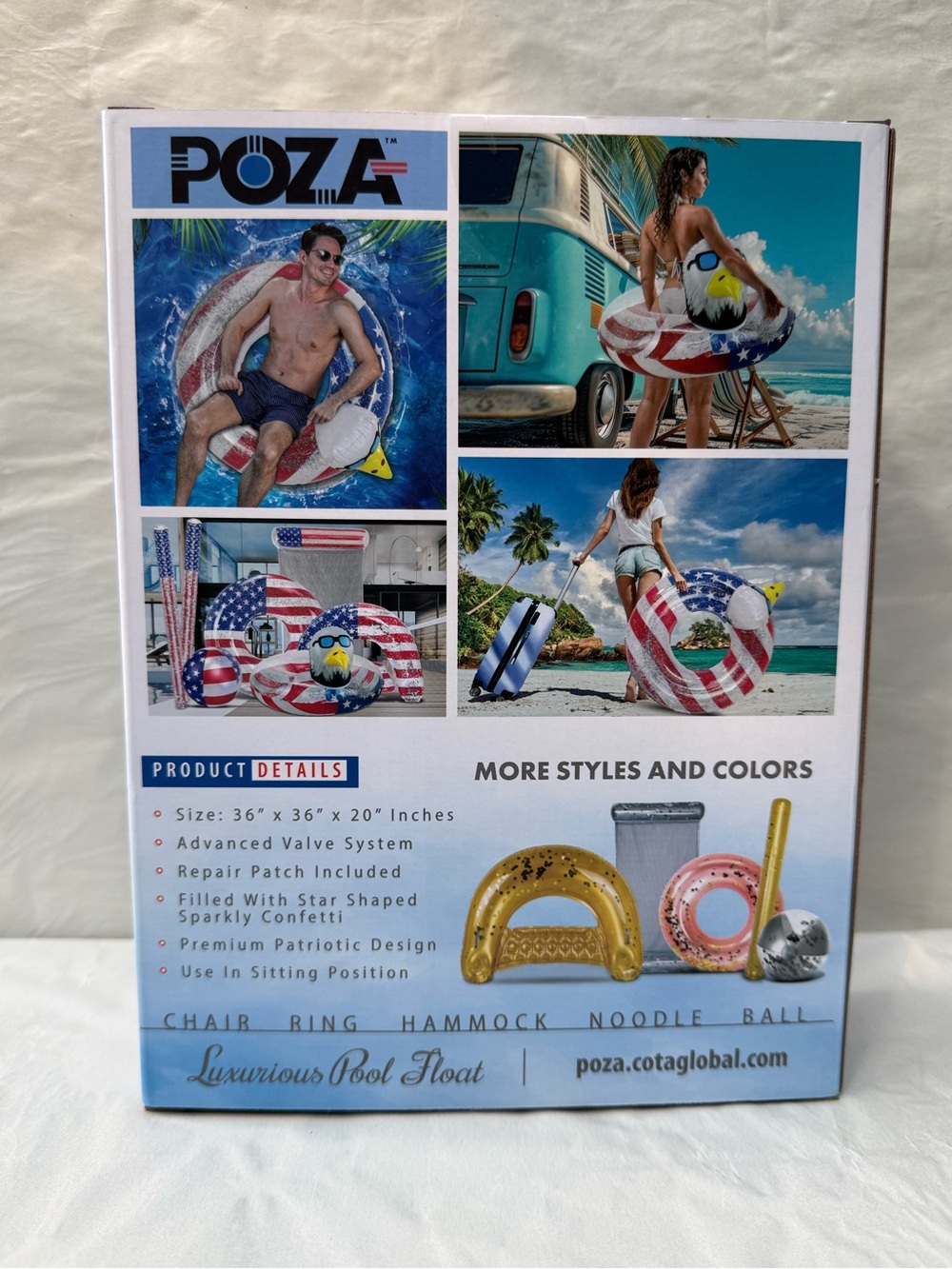 American Eagle USA Pool Float - Men’s Swim Pool Tube - Red, White & Blue - Picture 2 of 6